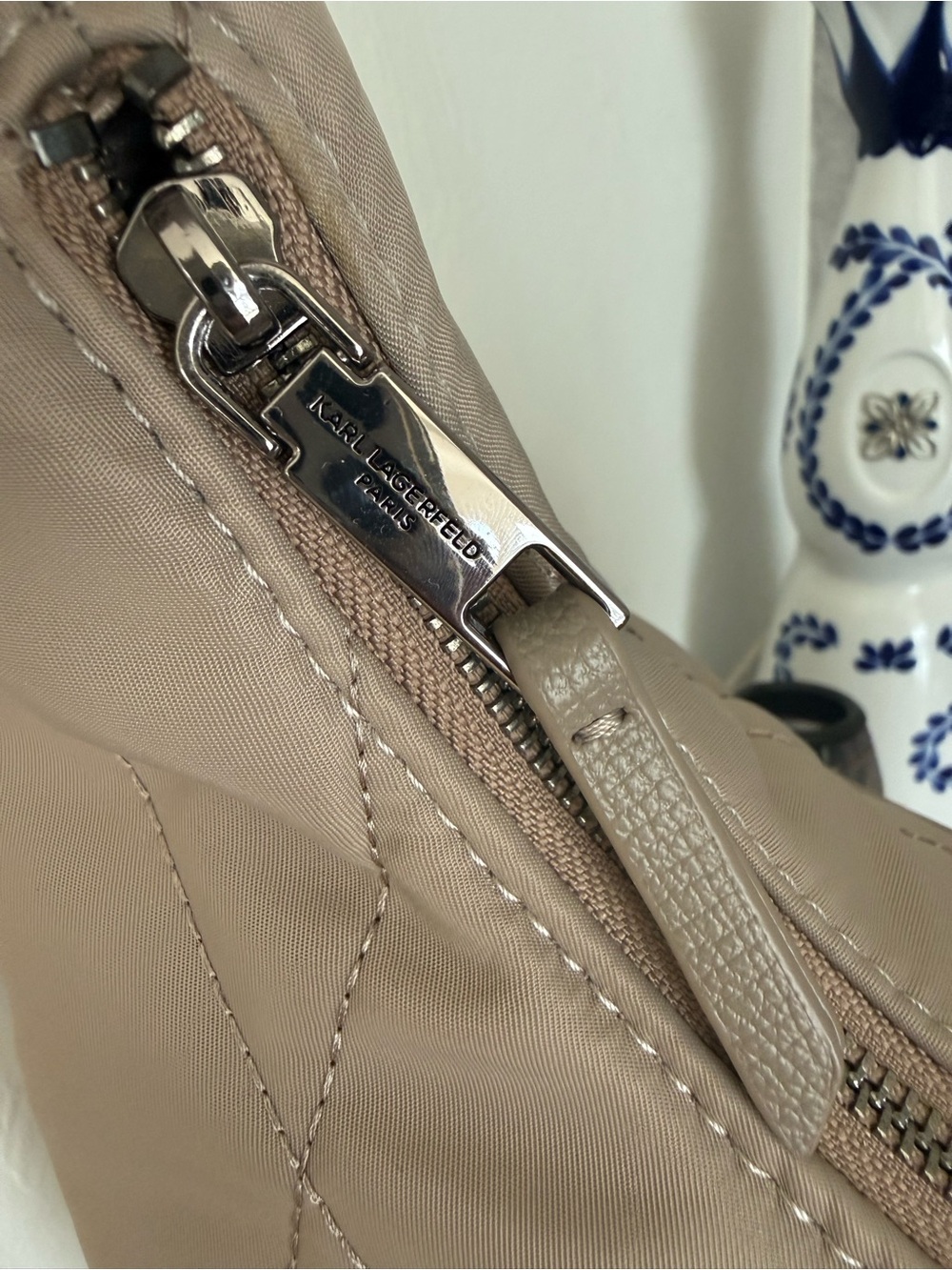 Karl Lagerfeld Voyage MediumQuilted Shoulder Bag in Truffle color - Picture 7 of 10